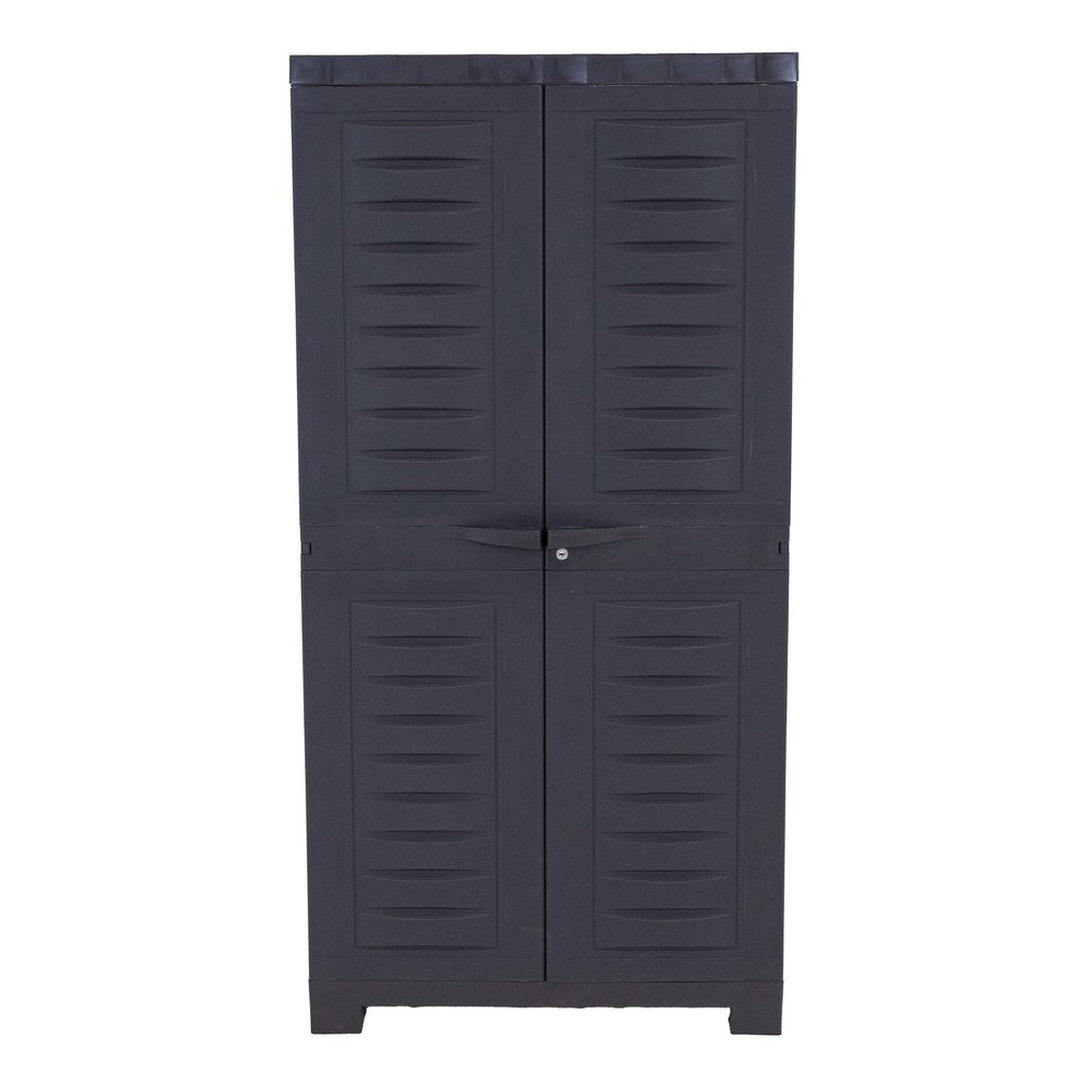24" Charcoal Plastic Accent Cabinet With Two Doors HomeRoots