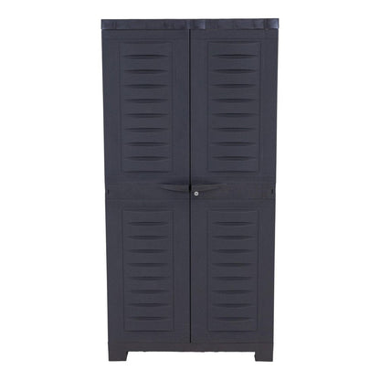 24" Charcoal Plastic Accent Cabinet With Two Doors HomeRoots