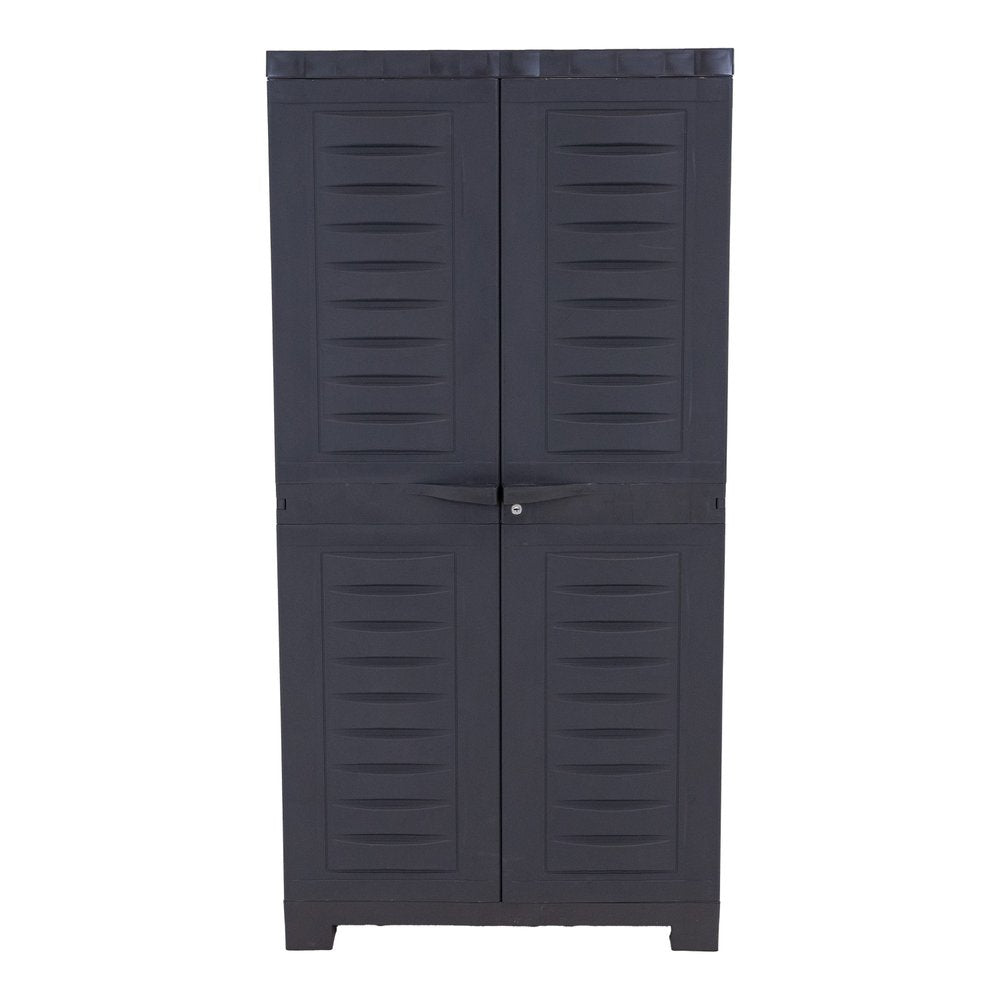 24" Charcoal Plastic Accent Cabinet With Two Doors HomeRoots