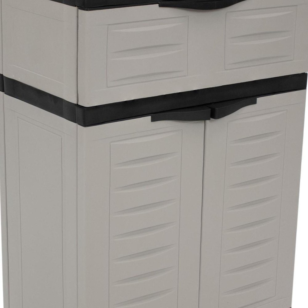 24" Gray Plastic Accent Cabinet With Two Doors And One Drawer HomeRoots
