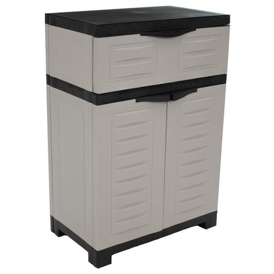 24" Gray Plastic Accent Cabinet With Two Doors And One Drawer HomeRoots