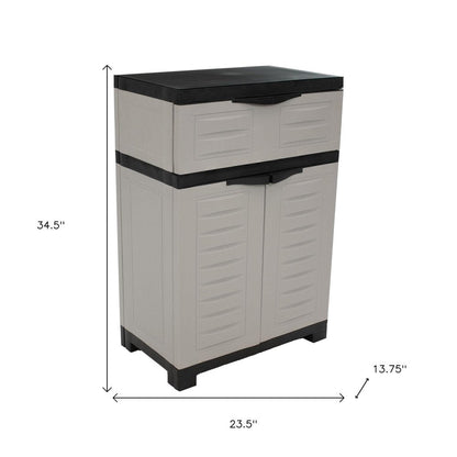 24" Gray Plastic Accent Cabinet With Two Doors And One Drawer HomeRoots