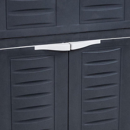 24" Charcoal Plastic Accent Cabinet With Two Doors And One Drawer HomeRoots