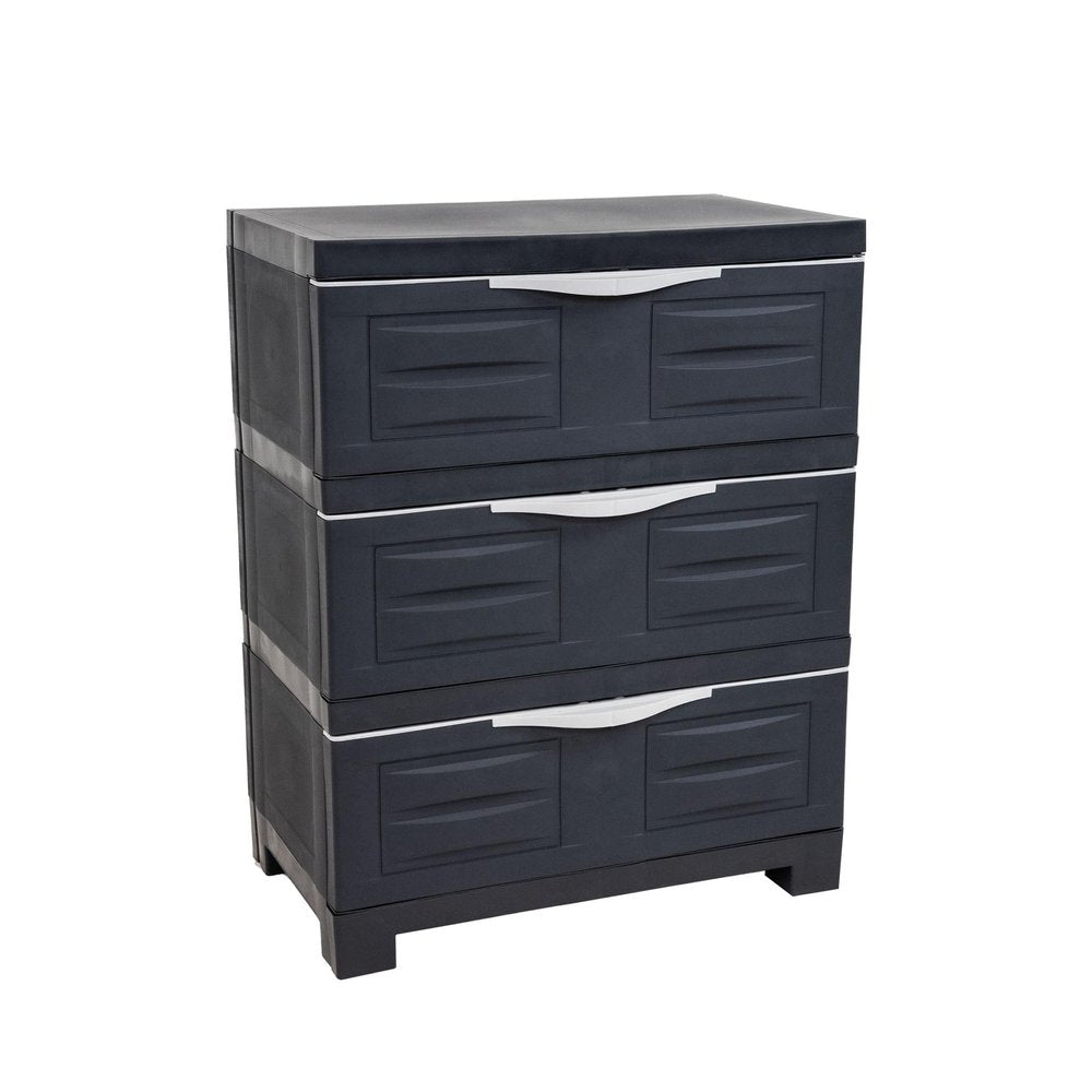 23" Charcoal Heavy Duty Plastic Cabinet With Three Drawers HomeRoots