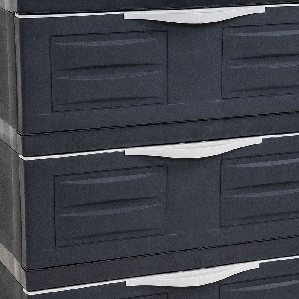 23" Charcoal Heavy Duty Plastic Cabinet With Three Drawers HomeRoots