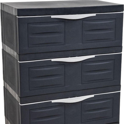 23" Charcoal Heavy Duty Plastic Cabinet With Three Drawers HomeRoots