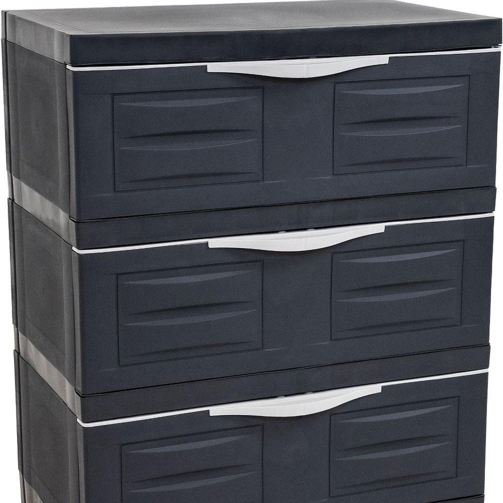 23" Charcoal Heavy Duty Plastic Cabinet With Three Drawers — view 6