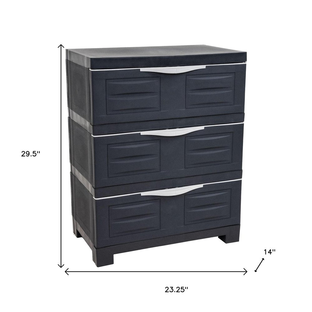 23" Charcoal Heavy Duty Plastic Cabinet With Three Drawers HomeRoots