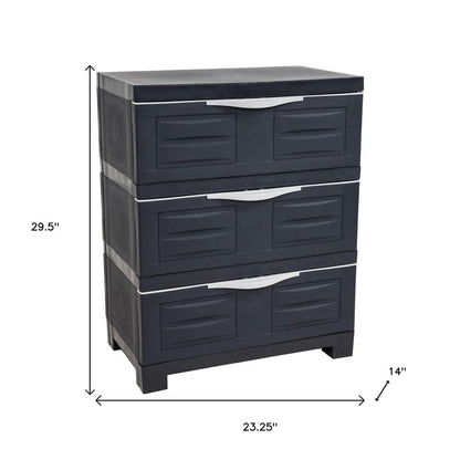 23" Charcoal Heavy Duty Plastic Cabinet With Three Drawers HomeRoots