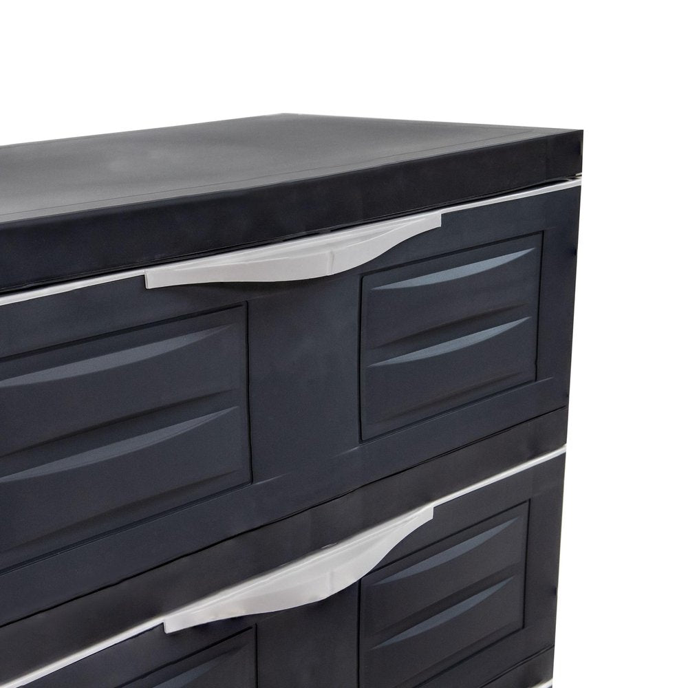 23" Charcoal Heavy Duty Plastic Cabinet With Three Drawers HomeRoots