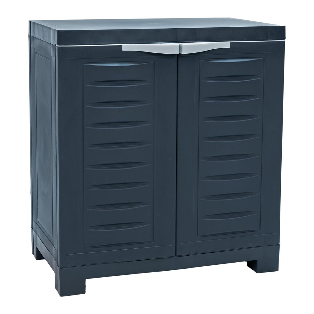 23" Charcoal Plastic Accent Cabinet With Two Doors HomeRoots