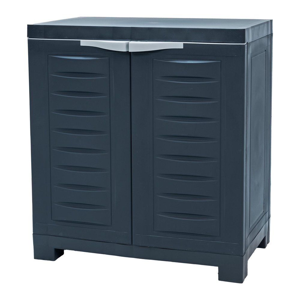 23" Charcoal Plastic Accent Cabinet With Two Doors HomeRoots