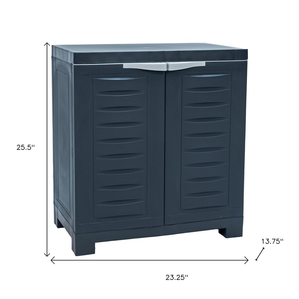 23" Charcoal Plastic Accent Cabinet With Two Doors HomeRoots