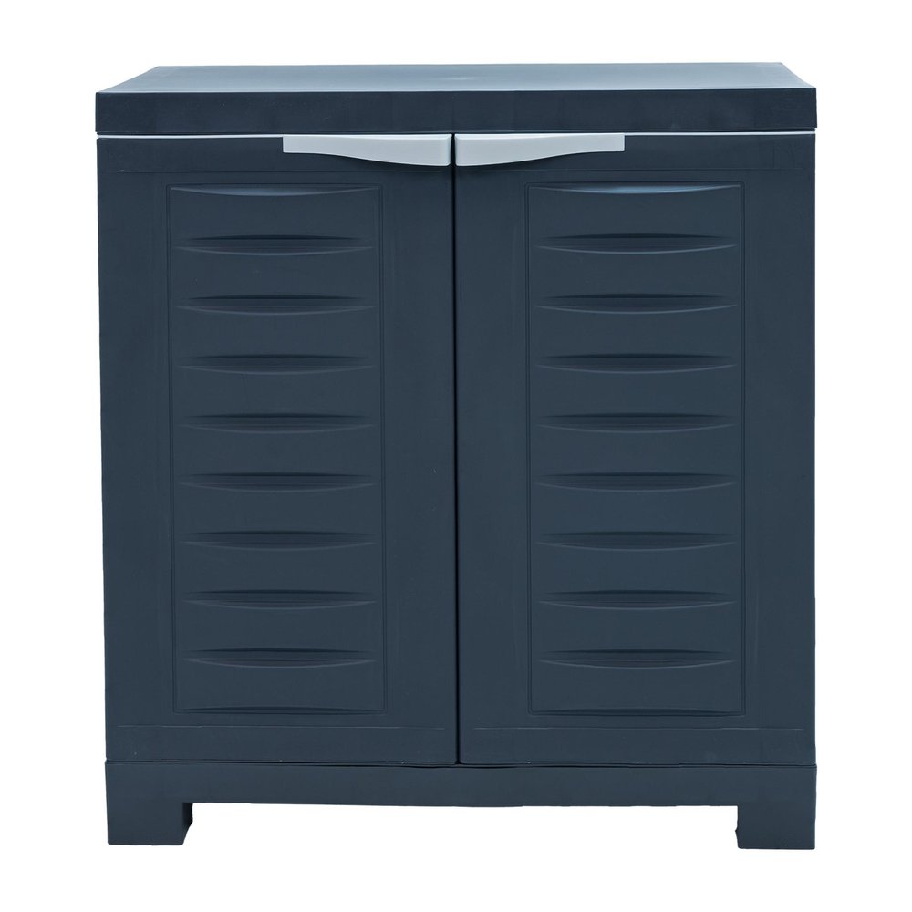 23" Charcoal Plastic Accent Cabinet With Two Doors HomeRoots