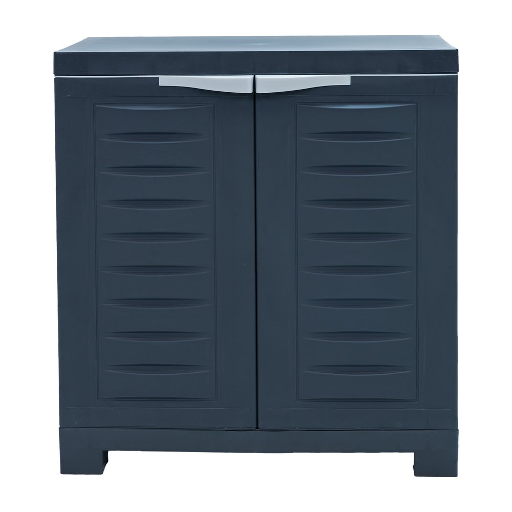 23" Charcoal Plastic Accent Cabinet With Two Doors HomeRoots