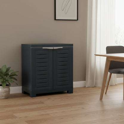 23" Charcoal Plastic Accent Cabinet With Two Doors HomeRoots
