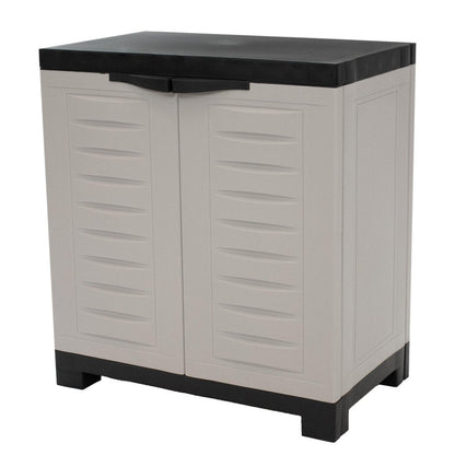 23" Black and Gray Plastic Accent Cabinet With Two Doors HomeRoots