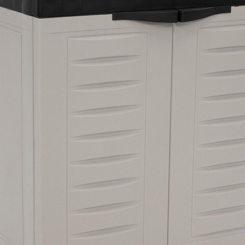 23" Black and Gray Plastic Accent Cabinet With Two Doors HomeRoots