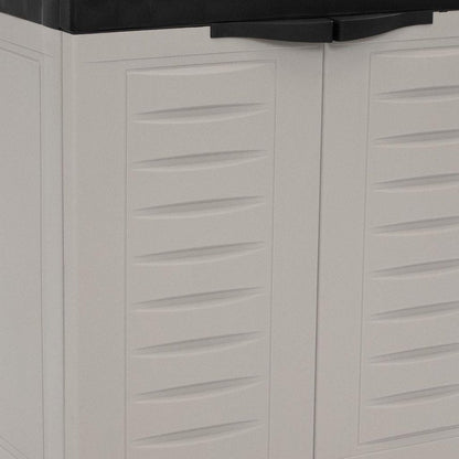 23" Black and Gray Plastic Accent Cabinet With Two Doors HomeRoots