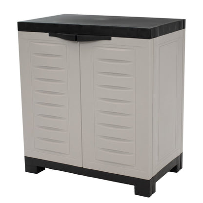 23" Black and Gray Plastic Accent Cabinet With Two Doors HomeRoots