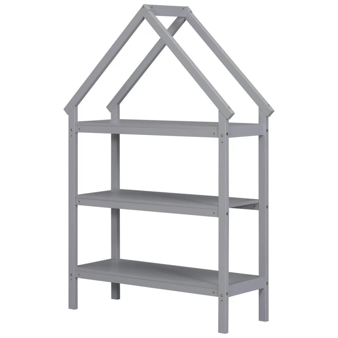 Twin House-Shaped Floor Bed with 2 Detachable Stands Grey - FurniFindUSA