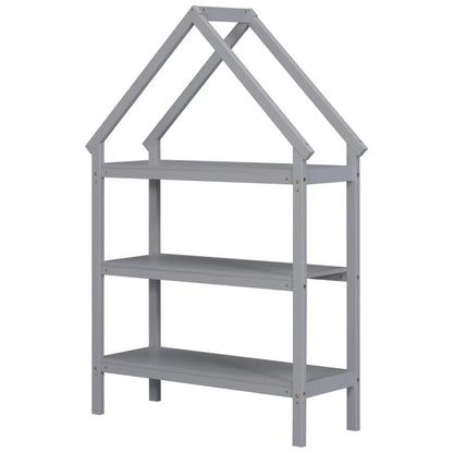 Twin House-Shaped Floor Bed with 2 Detachable Stands Grey - FurniFindUSA