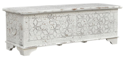 52" White Solid Wood Geometric Ottoman HomeRoots