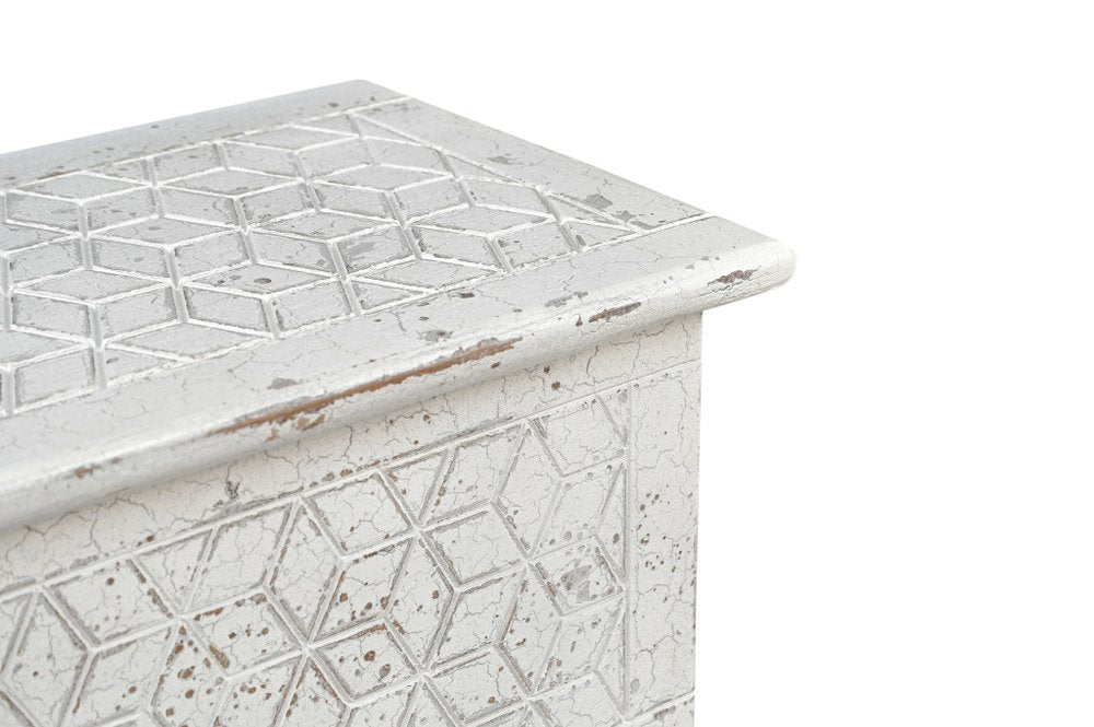 52" White Solid Wood Geometric Ottoman HomeRoots