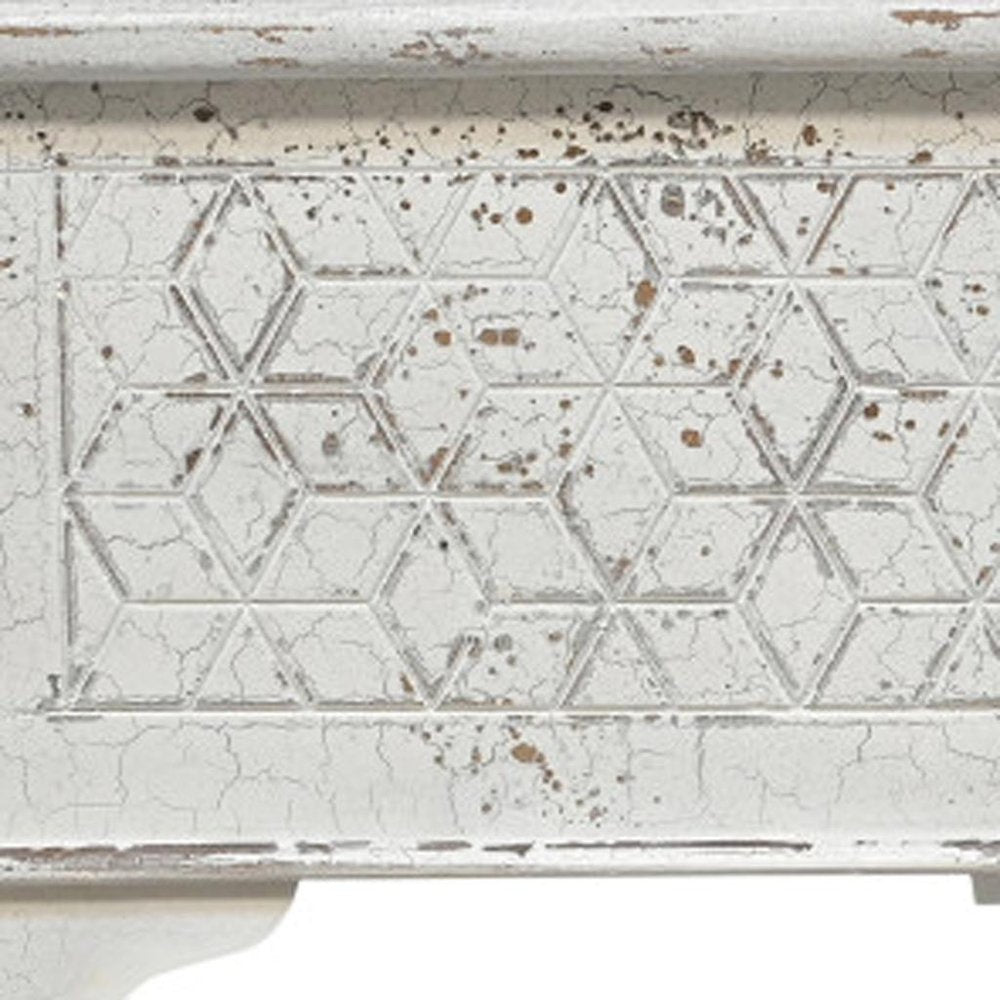 52" White Solid Wood Geometric Ottoman HomeRoots