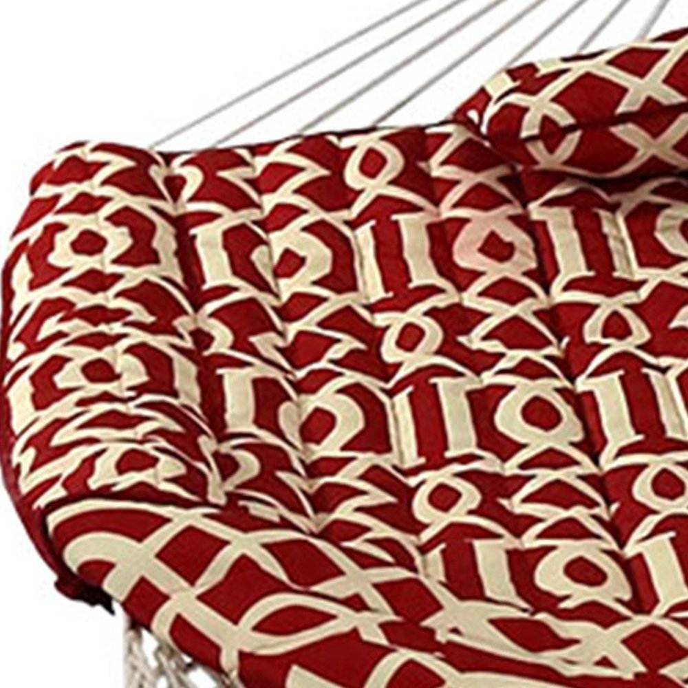 Red Geometric Double Hammock Hammock Stand Included HomeRoots