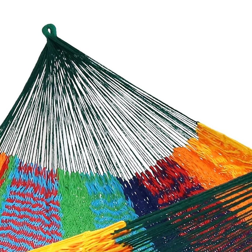 Green Red And Yellow Striped Double Hammock HomeRoots