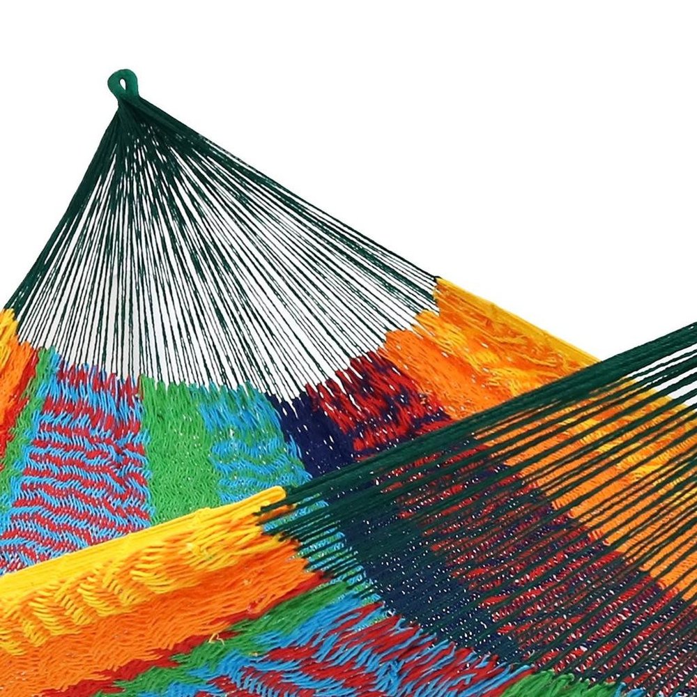 Green Red And Yellow Striped Double Hammock HomeRoots