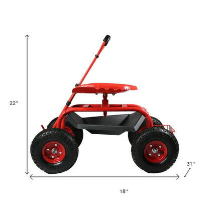 22" Red Steel Garden Stool HomeRoots