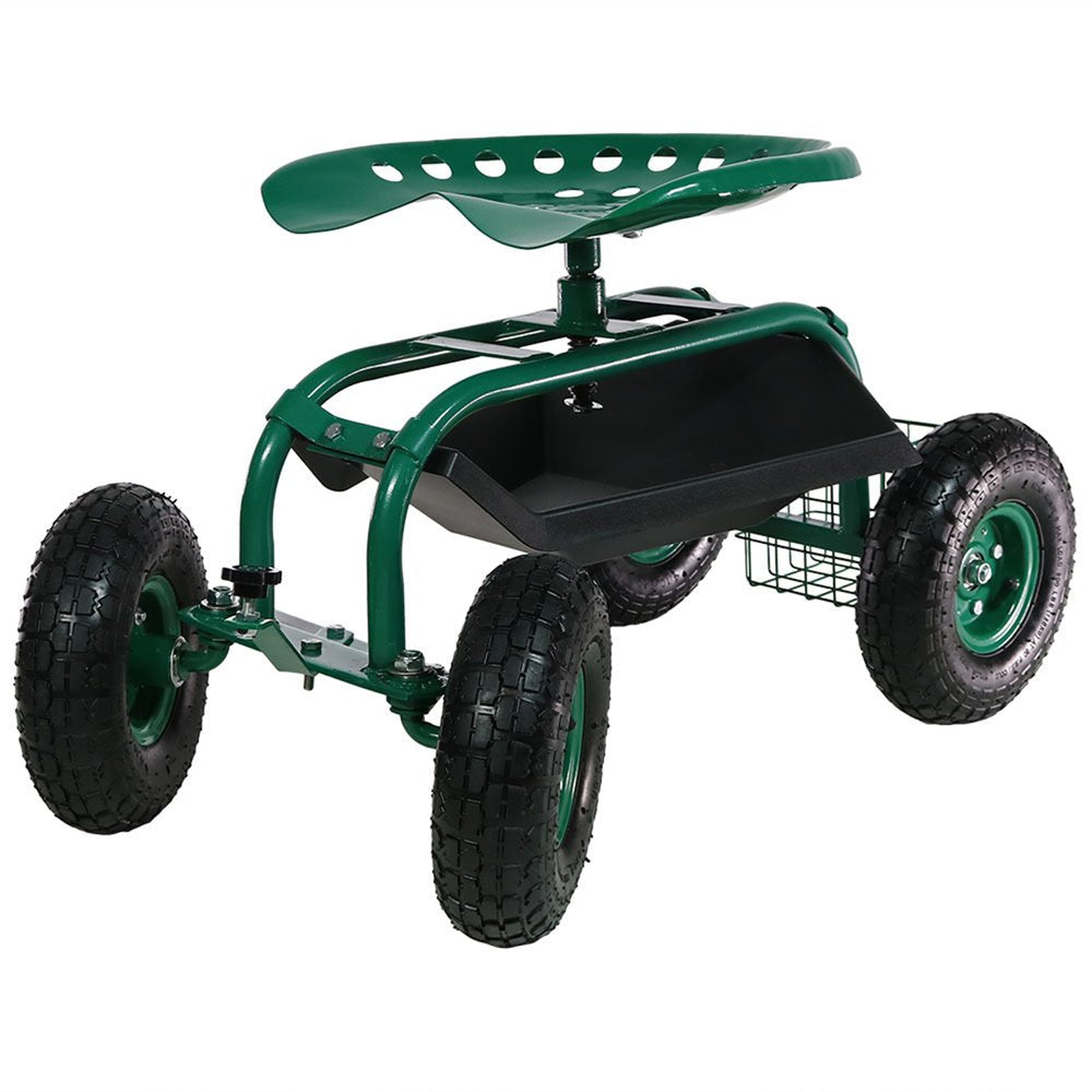 18" Green Steel Garden Stool HomeRoots