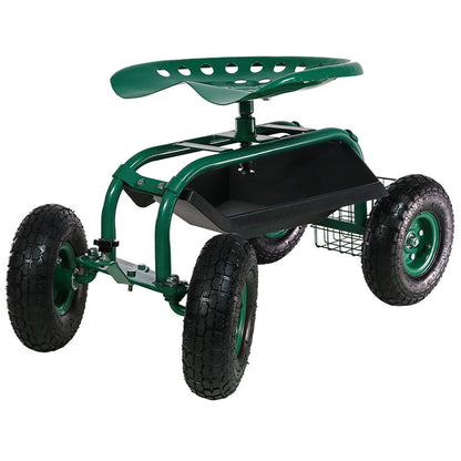 18" Green Steel Garden Stool HomeRoots