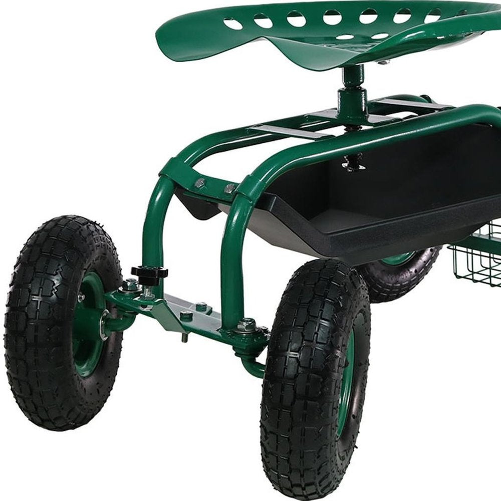 18" Green Steel Garden Stool HomeRoots