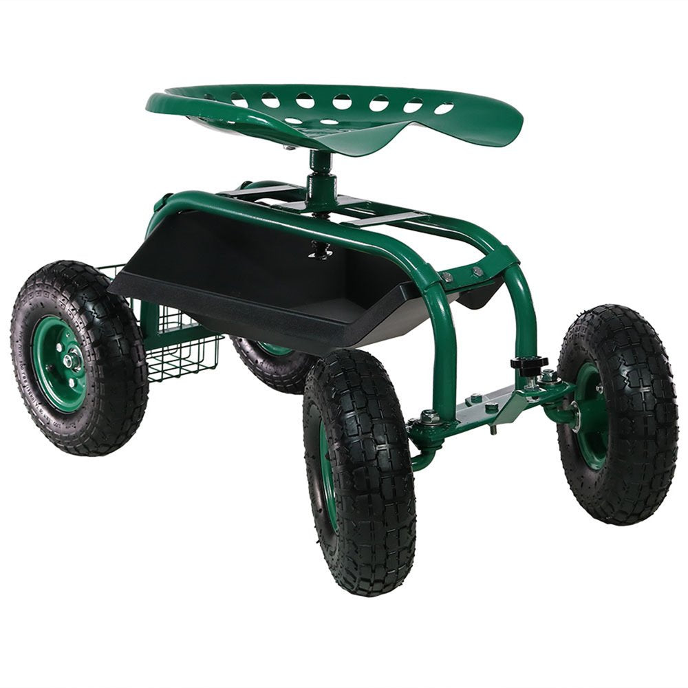 18" Green Steel Garden Stool HomeRoots