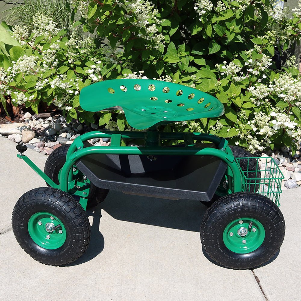 18" Green Steel Garden Stool HomeRoots