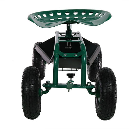 18" Green Steel Garden Stool