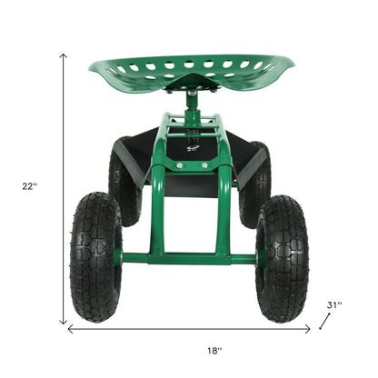 22" Green Steel Garden Stool HomeRoots