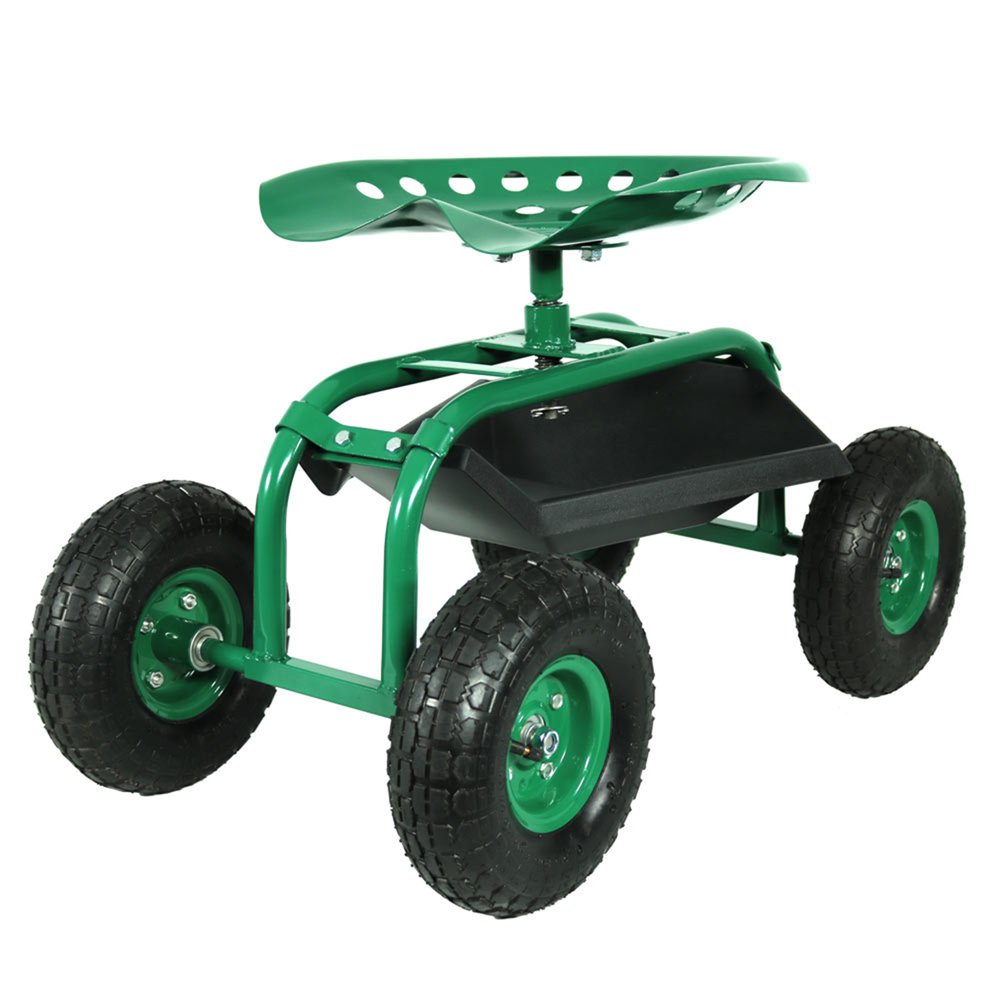22" Green Steel Garden Stool HomeRoots