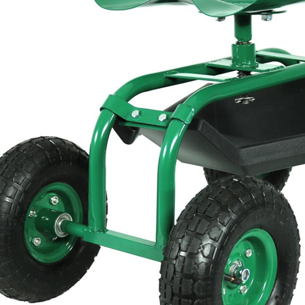 22" Green Steel Garden Stool HomeRoots