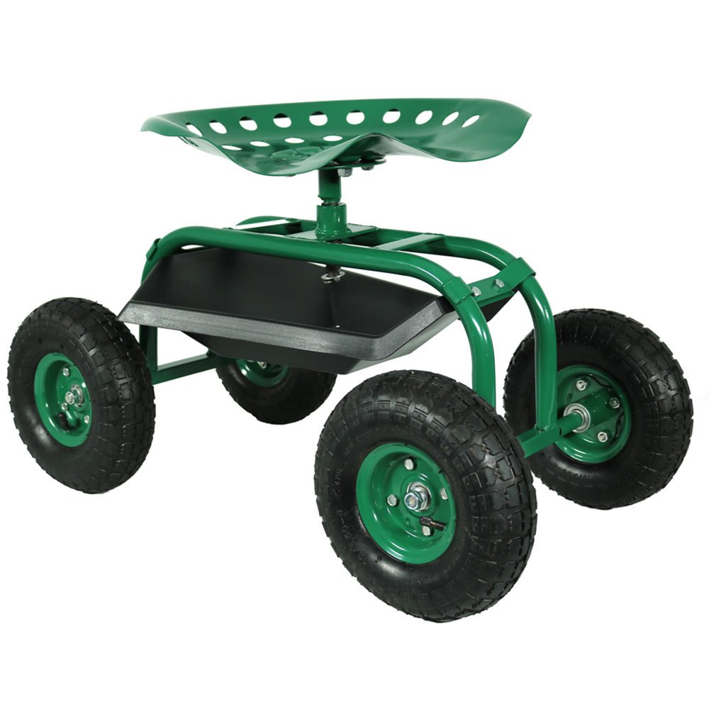 22" Green Steel Garden Stool HomeRoots
