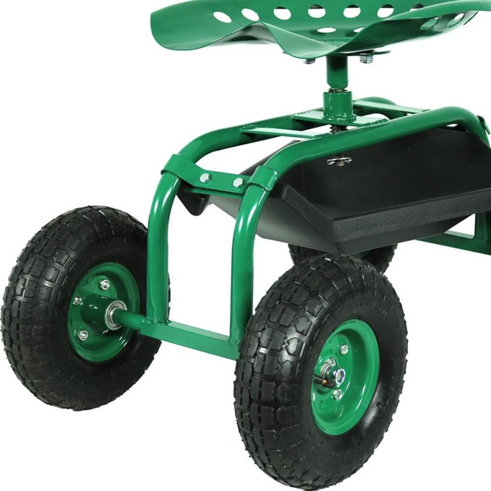 22" Green Steel Garden Stool HomeRoots