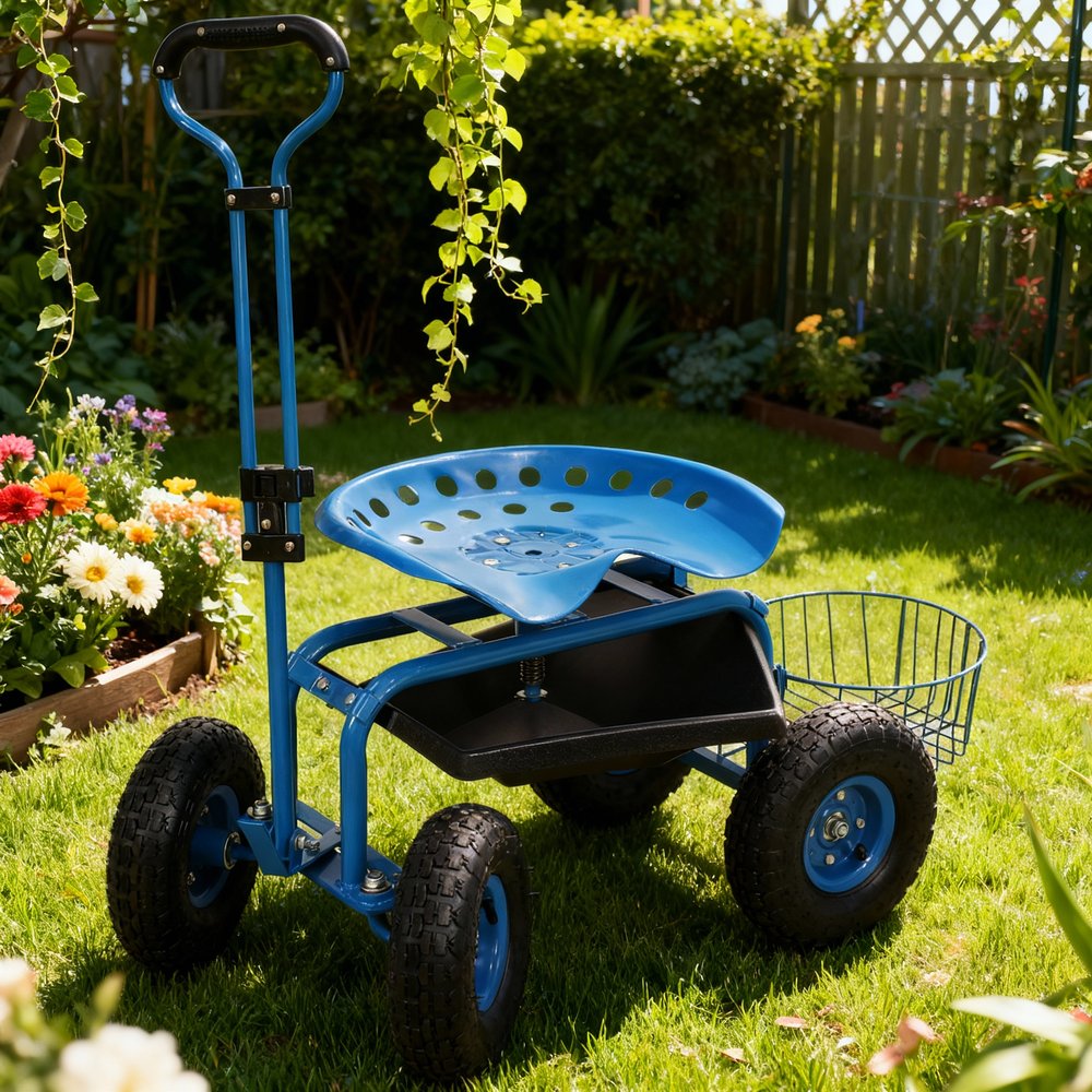 20" Blue Steel Garden Stool HomeRoots