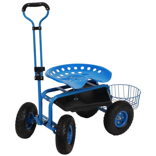 20" Blue Steel Garden Stool HomeRoots