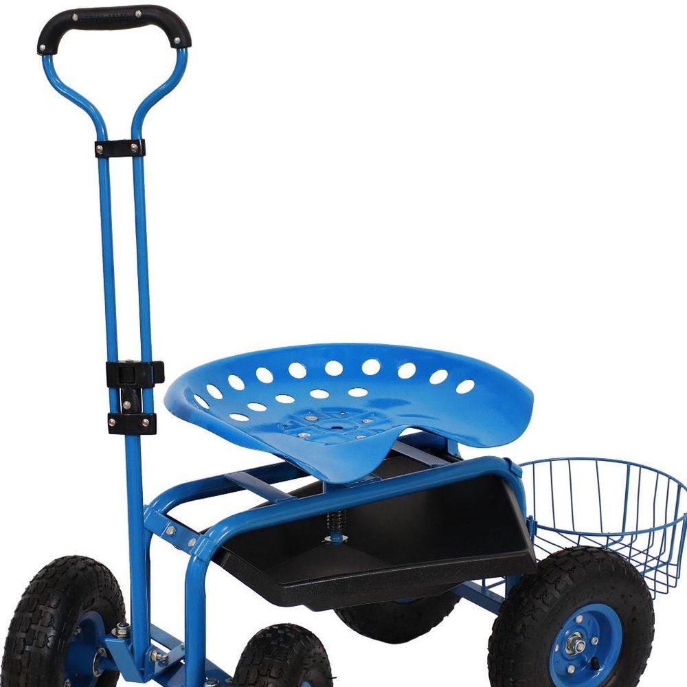 20" Blue Steel Garden Stool HomeRoots