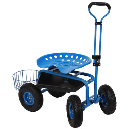 20" Blue Steel Garden Stool HomeRoots