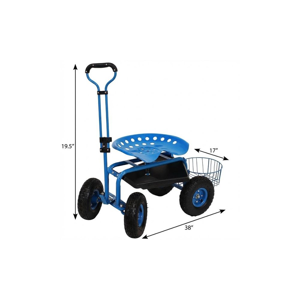 20" Blue Steel Garden Stool HomeRoots