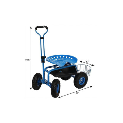 20" Blue Steel Garden Stool HomeRoots